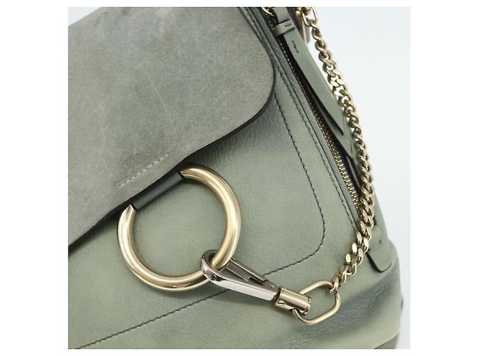 Chloé Mochila Chloe Fay de cuero de ante 2 en 1 dorado verde claro Auth 177032 - vista 16
