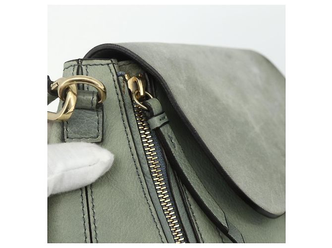 Chloé Mochila Chloe Fay de cuero de ante 2 en 1 dorado verde claro Auth 177032 - vista 17