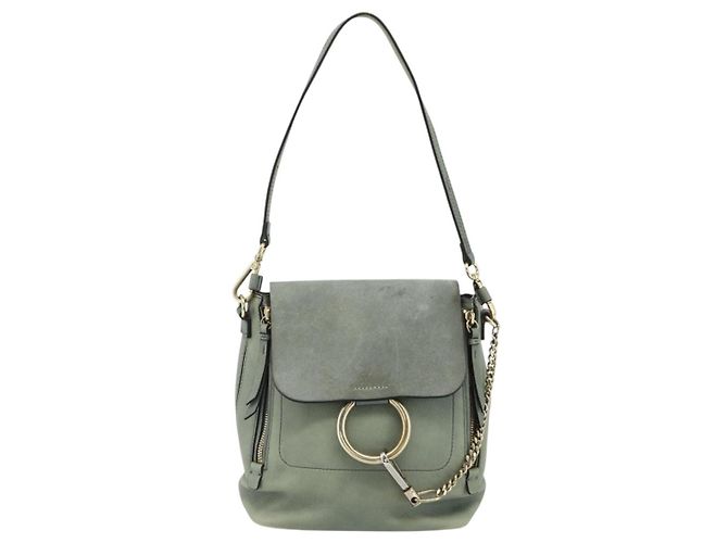 Chloé Mochila Chloe Fay de cuero de ante 2 en 1 dorado verde claro Auth 177032 - vista 2