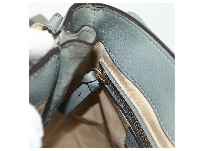 Chloé Mochila Chloe Fay de cuero de ante 2 en 1 dorado verde claro Auth 177032 - vista 22