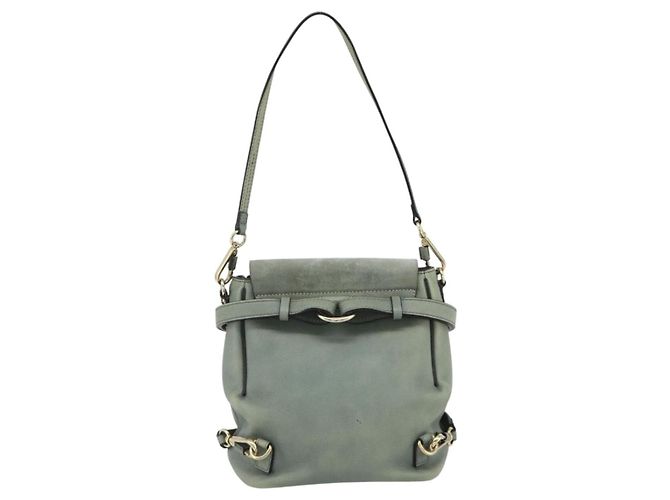 Chloé Mochila Chloe Fay de cuero de ante 2 en 1 dorado verde claro Auth 177032 - vista 3