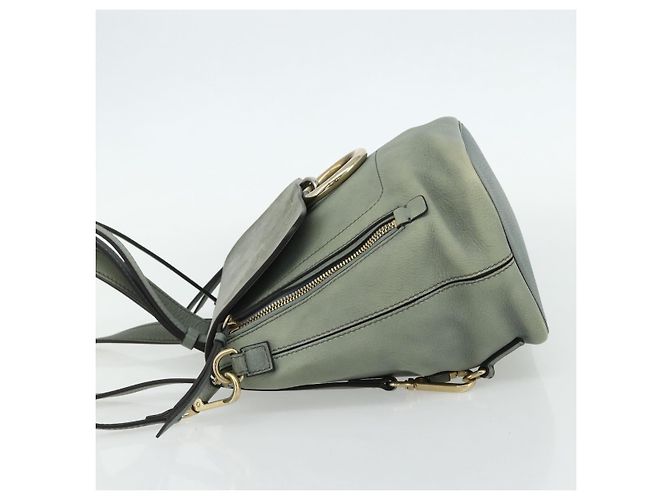 Chloé Mochila Chloe Fay de cuero de ante 2 en 1 dorado verde claro Auth 177032 - vista 4