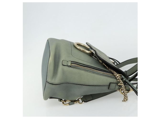 Chloé Mochila Chloe Fay de cuero de ante 2 en 1 dorado verde claro Auth 177032 - vista 5