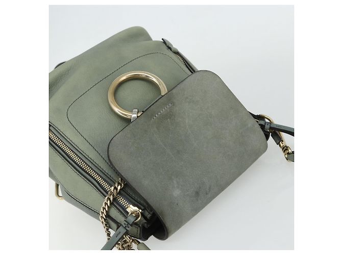 Chloé Mochila Chloe Fay de cuero de ante 2 en 1 dorado verde claro Auth 177032 - vista 6