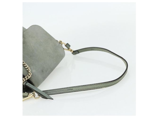 Chloé Mochila Chloe Fay de cuero de ante 2 en 1 dorado verde claro Auth 177032 - vista 7