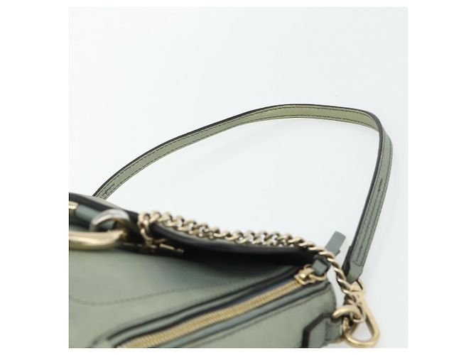 Chloé Mochila Chloe Fay de cuero de ante 2 en 1 dorado verde claro Auth 177032 - vista 8