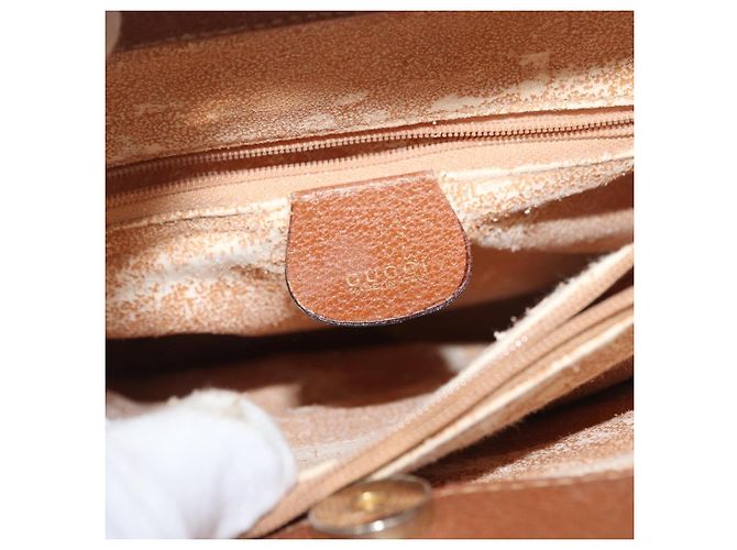 Borsa Tote in Pelle Gucci Bamboo Marrone Oro 002 1186 0260 Auth bs34911 D'oro - vista 14