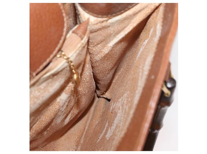 Borsa Tote in Pelle Gucci Bamboo Marrone Oro 002 1186 0260 Auth bs34911 D'oro - vista 16