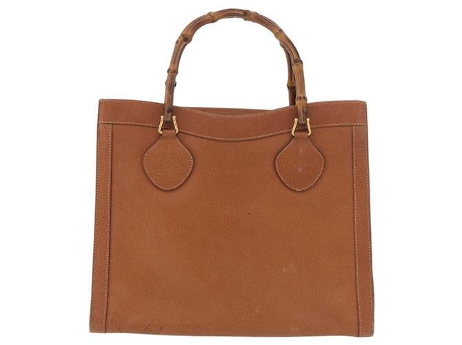 Borsa Tote in Pelle Gucci Bamboo Marrone Oro 002 1186 0260 Auth bs34911 D'oro - vista 2