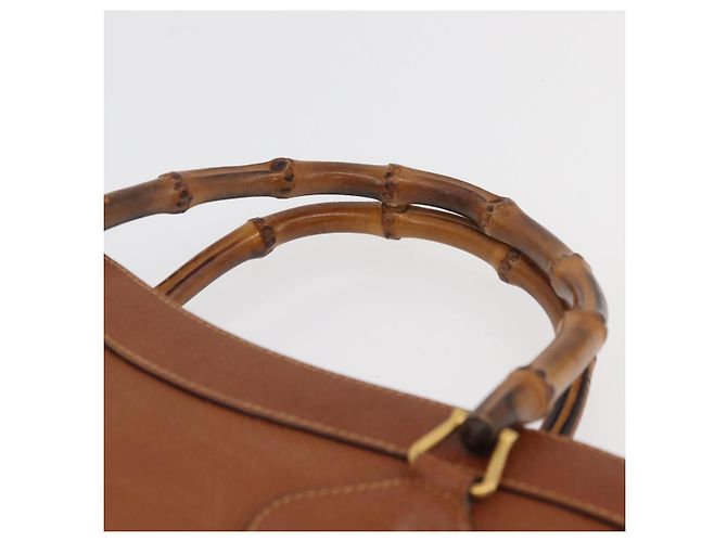 Borsa Tote in Pelle Gucci Bamboo Marrone Oro 002 1186 0260 Auth bs34911 D'oro - vista 8