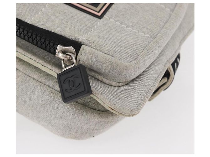 Borsa a vita CHANEL Sports Line in cotone grigio argento CC Auth BA12396A Marrone - vista 10