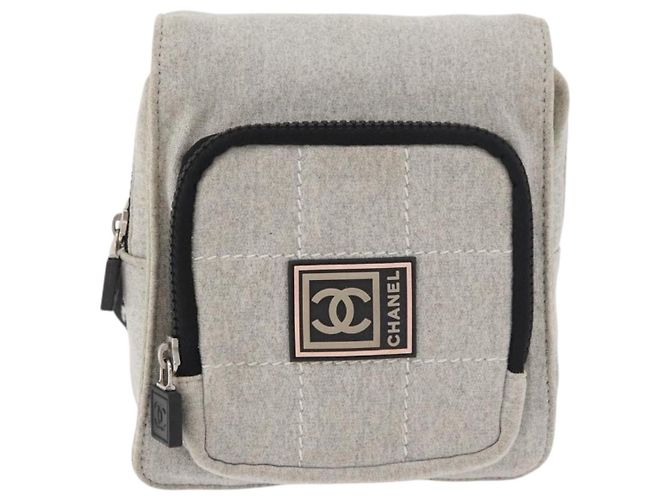 Borsa a vita CHANEL Sports Line in cotone grigio argento CC Auth BA12396A Marrone - vista 2