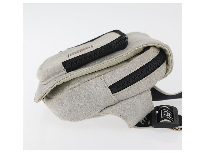 Borsa a vita CHANEL Sports Line in cotone grigio argento CC Auth BA12396A Marrone - vista 4