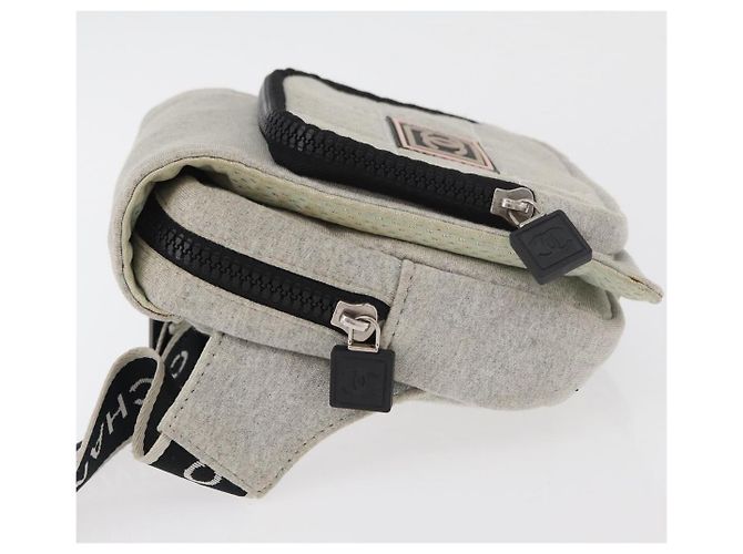 Borsa a vita CHANEL Sports Line in cotone grigio argento CC Auth BA12396A Marrone - vista 5