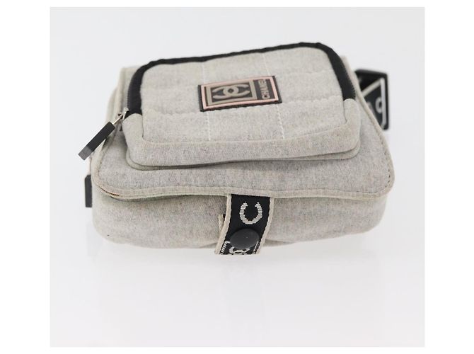 Borsa a vita CHANEL Sports Line in cotone grigio argento CC Auth BA12396A Marrone - vista 9