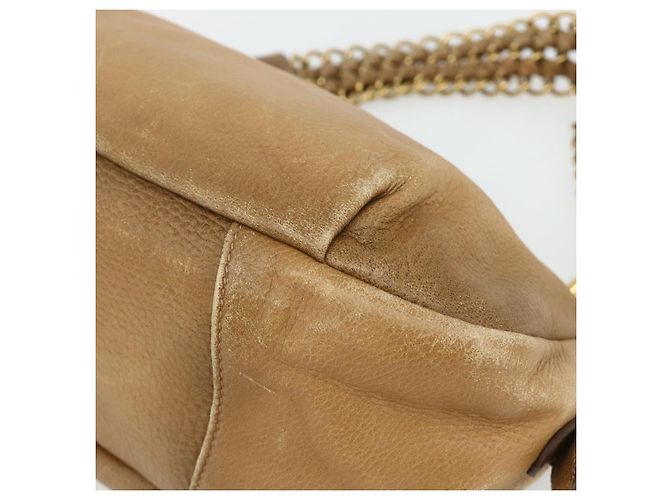 PRADA Borsa a Spalla con Catena Pelle Beige Oro Auth 178257 D'oro - vista 10