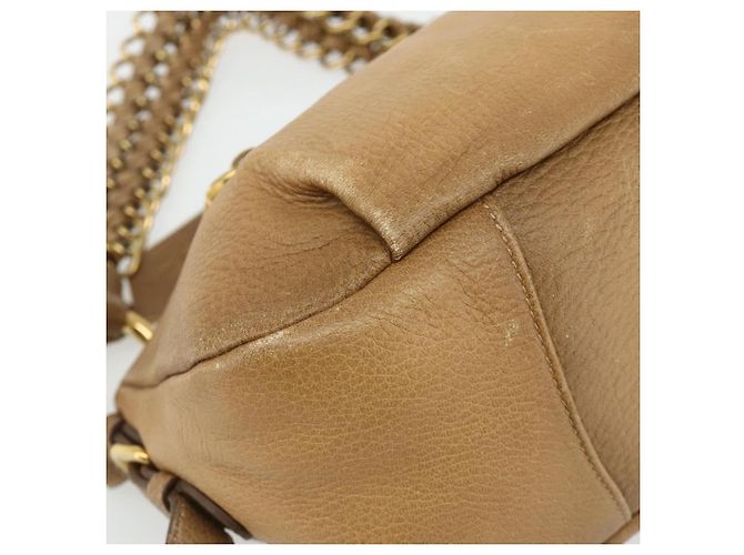 PRADA Borsa a Spalla con Catena Pelle Beige Oro Auth 178257 D'oro - vista 11