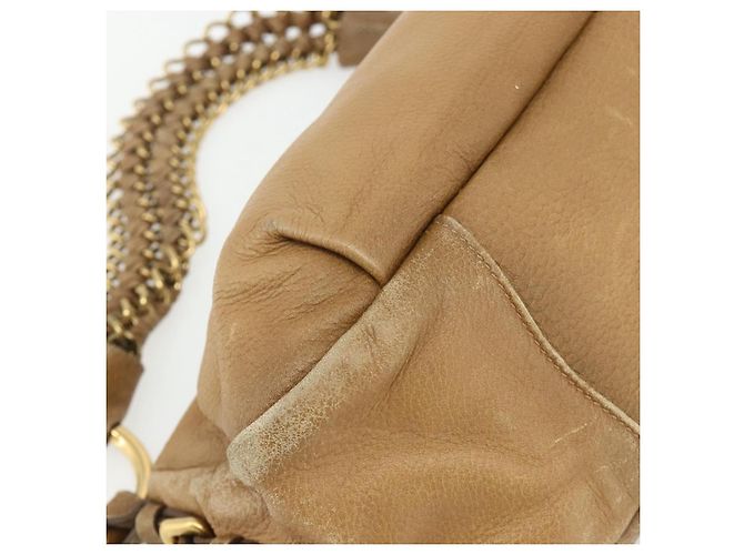 PRADA Borsa a Spalla con Catena Pelle Beige Oro Auth 178257 D'oro - vista 13