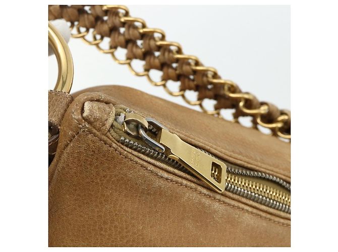 PRADA Borsa a Spalla con Catena Pelle Beige Oro Auth 178257 D'oro - vista 15