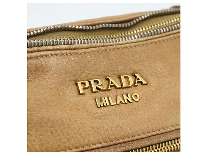 PRADA Borsa a Spalla con Catena Pelle Beige Oro Auth 178257 D'oro - vista 16