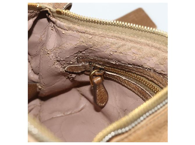 PRADA Borsa a Spalla con Catena Pelle Beige Oro Auth 178257 D'oro - vista 21