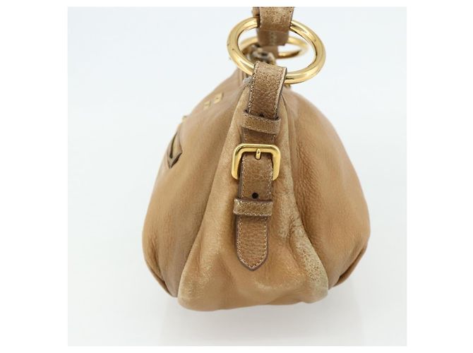 PRADA Borsa a Spalla con Catena Pelle Beige Oro Auth 178257 D'oro - vista 5