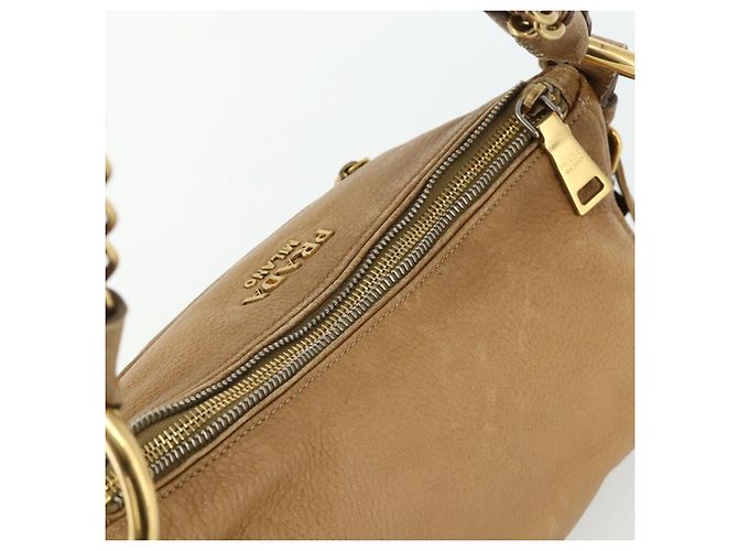 PRADA Borsa a Spalla con Catena Pelle Beige Oro Auth 178257 D'oro - vista 6