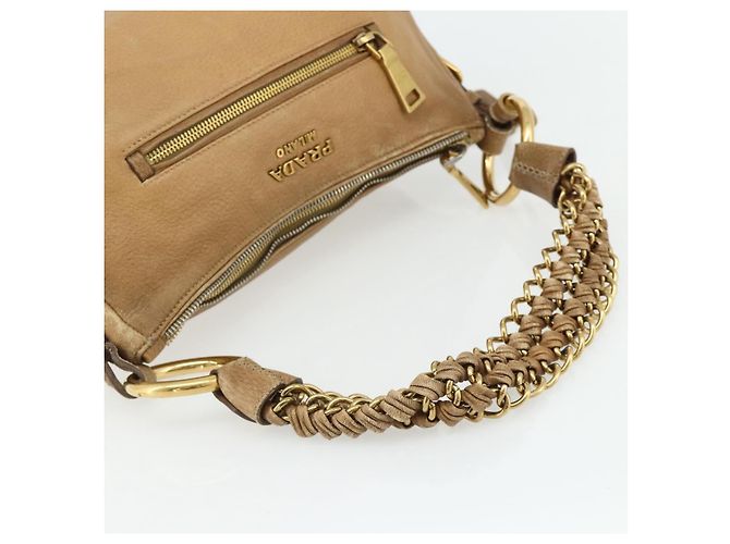 PRADA Borsa a Spalla con Catena Pelle Beige Oro Auth 178257 D'oro - vista 7