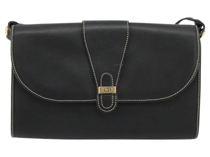Borsa a Spalla Christian Dior in Pelle Nera e Oro Auth ep14089 Nero D'oro - vista 2