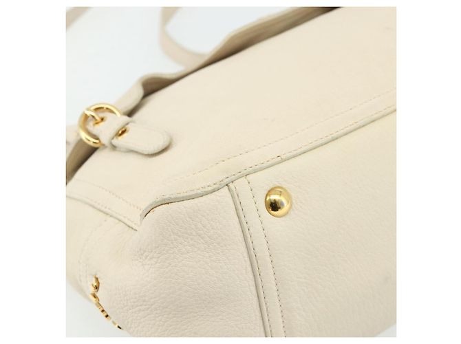 Miu Miu Handtasche Leder 2 in 1 Elfenbein Gold Auth 175857 Golden Roh - Ansicht 13