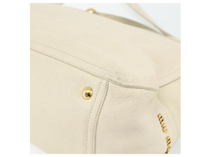 Miu Miu Handtasche Leder 2 in 1 Elfenbein Gold Auth 175857 Golden Roh - Ansicht 14