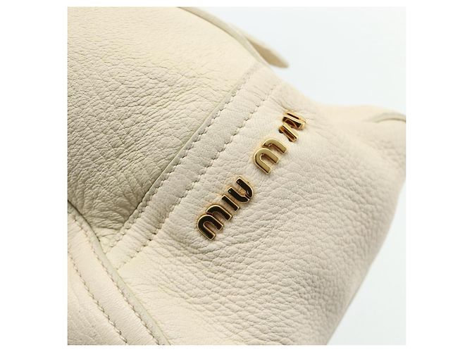 Miu Miu Handtasche Leder 2 in 1 Elfenbein Gold Auth 175857 Golden Roh - Ansicht 16