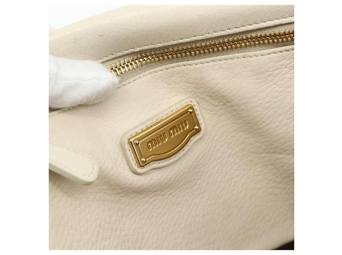 Miu Miu Handtasche Leder 2 in 1 Elfenbein Gold Auth 175857 Golden Roh - Ansicht 17
