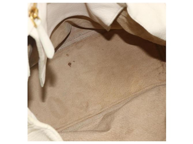 Miu Miu Handtasche Leder 2 in 1 Elfenbein Gold Auth 175857 Golden Roh - Ansicht 18
