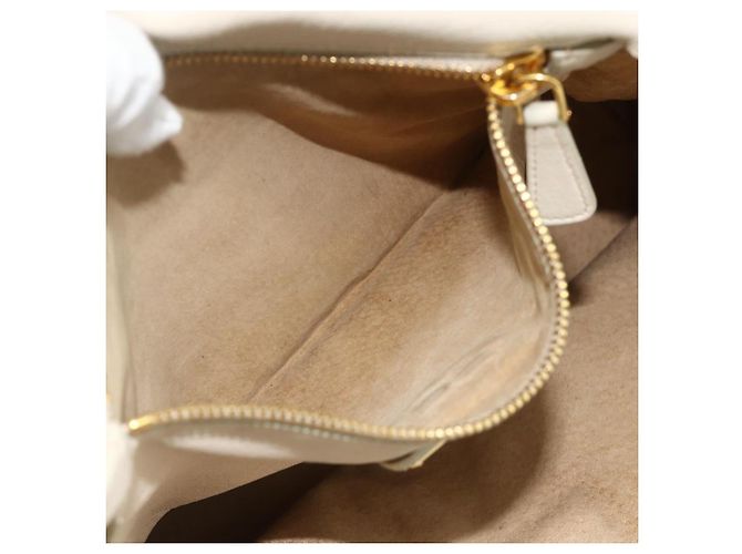 Miu Miu Handtasche Leder 2 in 1 Elfenbein Gold Auth 175857 Golden Roh - Ansicht 22