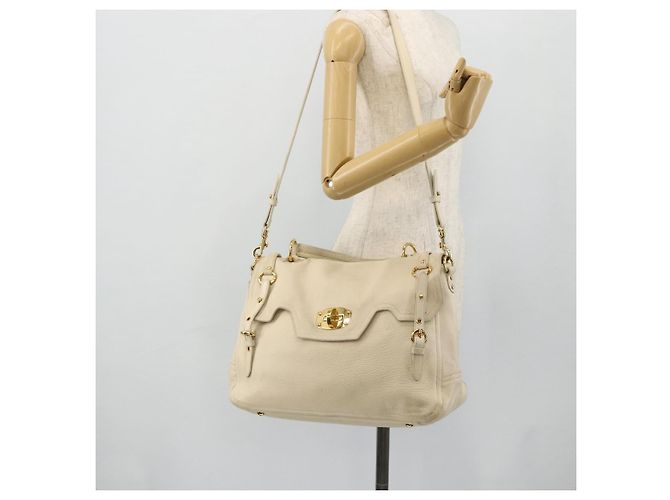 Miu Miu Handtasche Leder 2 in 1 Elfenbein Gold Auth 175857 Golden Roh - Ansicht 24