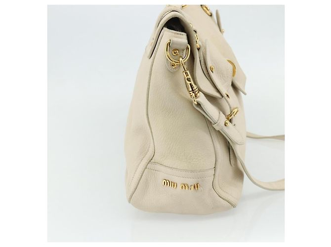 Miu Miu Handtasche Leder 2 in 1 Elfenbein Gold Auth 175857 Golden Roh - Ansicht 4