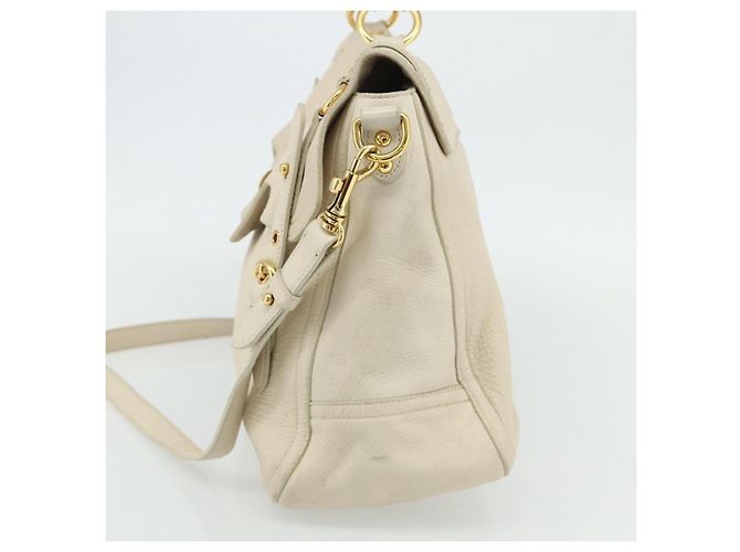 Miu Miu Handtasche Leder 2 in 1 Elfenbein Gold Auth 175857 Golden Roh - Ansicht 5