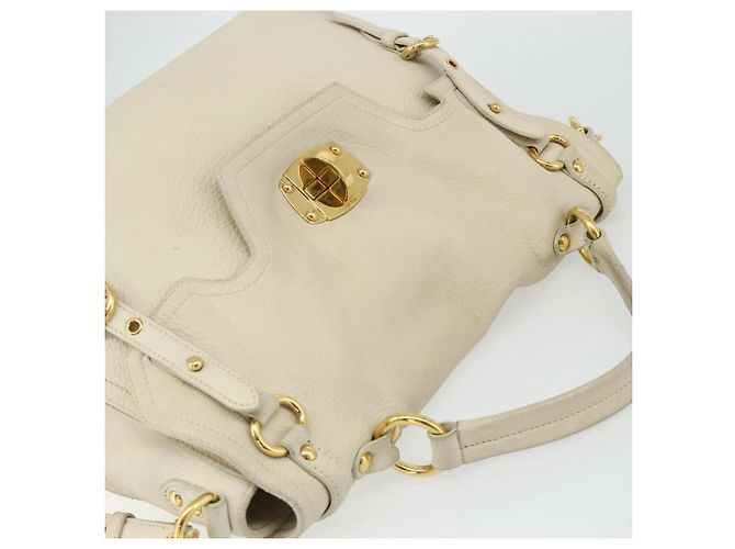 Miu Miu Handtasche Leder 2 in 1 Elfenbein Gold Auth 175857 Golden Roh - Ansicht 6