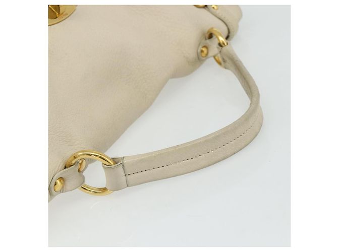 Miu Miu Handtasche Leder 2 in 1 Elfenbein Gold Auth 175857 Golden Roh - Ansicht 7