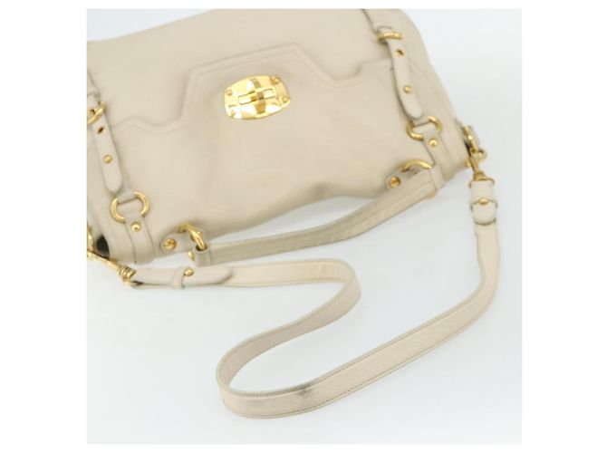 Miu Miu Handtasche Leder 2 in 1 Elfenbein Gold Auth 175857 Golden Roh - Ansicht 9