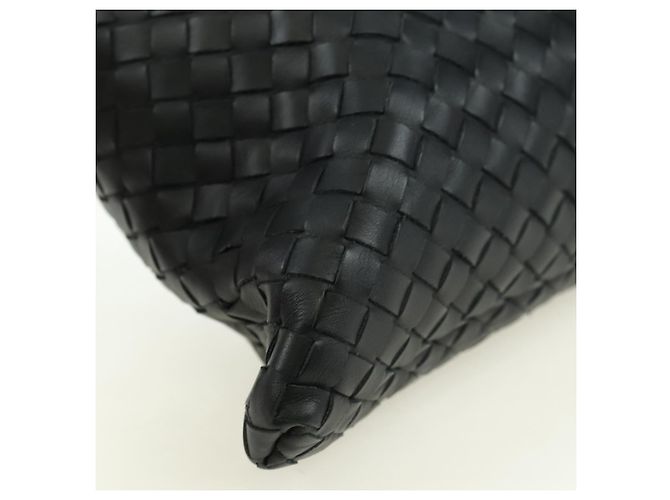 Borsa a Spalla in Pelle Nera Intrecciato Bottega Veneta Argento Auth am11497SAV Nero - vista 11