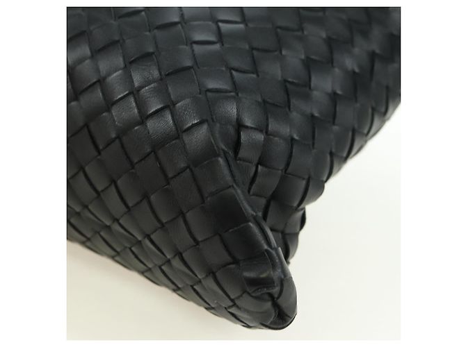 Borsa a Spalla in Pelle Nera Intrecciato Bottega Veneta Argento Auth am11497SAV Nero - vista 12