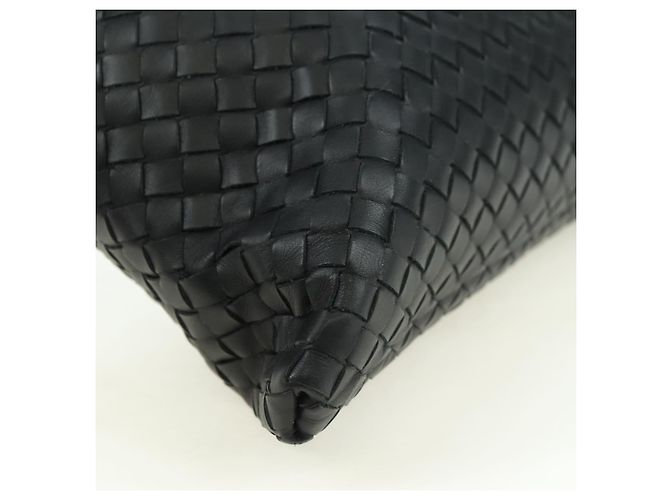 Borsa a Spalla in Pelle Nera Intrecciato Bottega Veneta Argento Auth am11497SAV Nero - vista 13