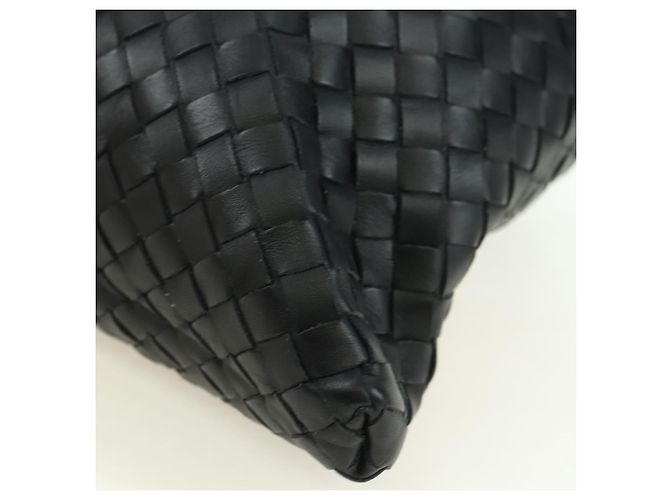 Borsa a Spalla in Pelle Nera Intrecciato Bottega Veneta Argento Auth am11497SAV Nero - vista 14
