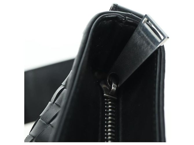 Borsa a Spalla in Pelle Nera Intrecciato Bottega Veneta Argento Auth am11497SAV Nero - vista 15