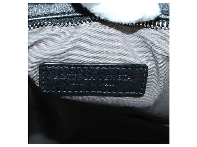 Borsa a Spalla in Pelle Nera Intrecciato Bottega Veneta Argento Auth am11497SAV Nero - vista 16