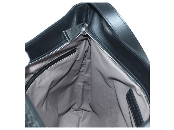 Borsa a Spalla in Pelle Nera Intrecciato Bottega Veneta Argento Auth am11497SAV Nero - vista 18