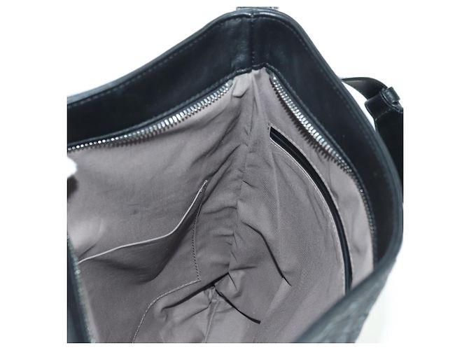 Borsa a Spalla in Pelle Nera Intrecciato Bottega Veneta Argento Auth am11497SAV Nero - vista 19