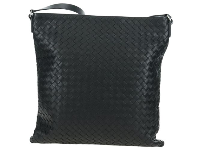 Borsa a Spalla in Pelle Nera Intrecciato Bottega Veneta Argento Auth am11497SAV Nero - vista 2